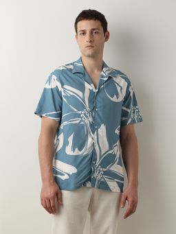 Selected - Blue Floral Short Sleeves Shirt
