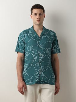 Selected - Green Printed Short Sleeves Shirt