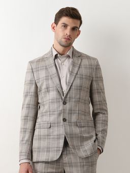 Selected - Light Brown Check Suit-Set Blazer