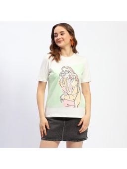 Madame - White Typography Print Cotton T-Shirt