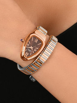 French Connection - Eternally Curve Brown Dial Flexible Wrap Watch for Women - FCN0142BRTM (Medium)