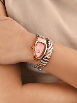 French Connection - Eternally Curve Pink Dial Flexible Wrap Watch for Women - FCN0142RTM (Medium)