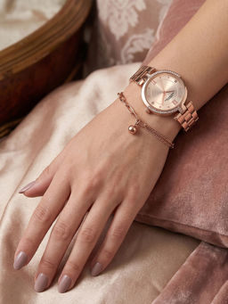 French Connection - Rose Gold Sunray Stainless Steel Bracelet With Watch - FCN0220RGM (Medium)