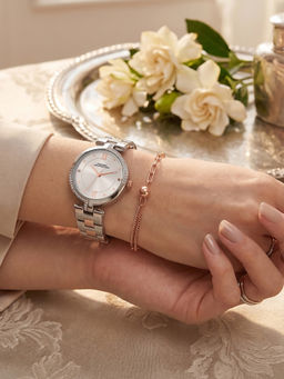 French Connection - Silver Sunray Two Tone Stainless Steel Bracelet With Watch - FCN0220RTM (Medium)