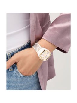 Guess - Women Rectangle White Bio-Based Polycarbonate Analog Watch - GW0863L2 (Medium)
