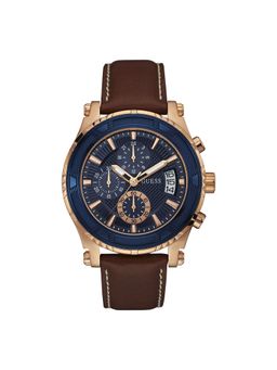 Guess - Men Round Blue Stainless Steel Analog Watch - U0673G3 (Medium)