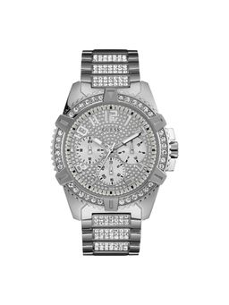 Guess - Men Round Silver Stainless Steel Analog Watch - U0799G1 (Medium)
