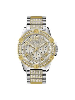 Guess - Men Round White Stainless Steel Analog Watch - U0799G4 (Medium)
