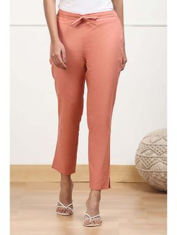 Biba - Women Peach Cotton Regular Pant