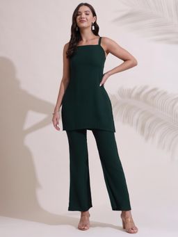 SALVIA SKY - Hunter Green Strappy Summer Kurta with Pant