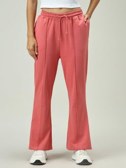 Outzidr - Mauve Cotton Solid Pintuck Street Style Sweatpants