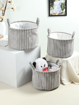 De Maison Decor - Cloud Weave Fabric Basket Soft Grey (Set of 3)