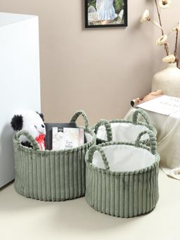 De Maison Decor - Cloud weave cloth basket Squashy Green (Set of 3)