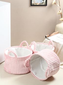 De Maison Decor - Cloud weave cloth basket Blush Pink (Set of 3)