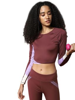 ONLY - Play Women Colorblock Maroon Top