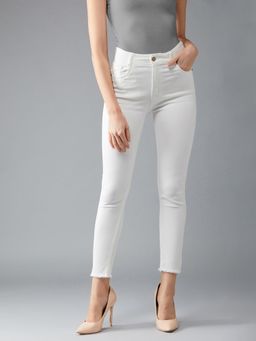 DOLCE CRUDO - Women White Skinny Fit Skinny High Rise Stretchable Jeans