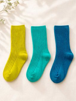 Little Surprise Box - Olive, Mint And Teal Dark Socks Set For Kids (Pack of 3) (2-5 Years)