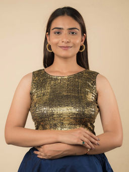 BINDIGASM'S ADVI - Tira Gold Shining Backless Sleeveless Stretchable Stitched Blouse