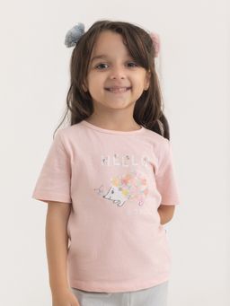 Haus & Kinder - 100% Cotton Half Sleeve Girl T-Shirt Peach