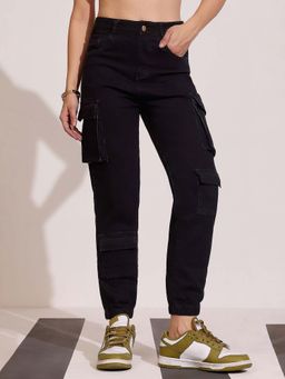 DOLCE CRUDO - Women Black High Rise Stretchable Denim Jeans