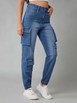 DOLCE CRUDO - Women's Mid-Blue Regular Denim Jeans