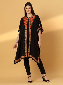 Zamour - Kashmiri Embroidery Black Pheran Shrug