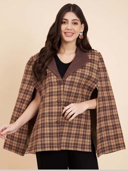 Zamour - Beige Checks Cape Jacket