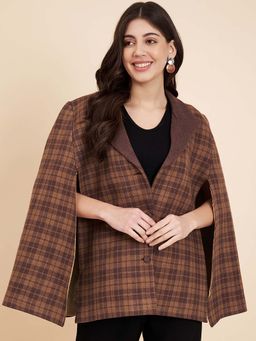 Zamour - Brown Checks Cape Jacket
