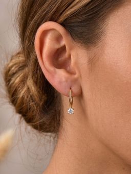 AQUASTREET - Zircon Drop Huggie Hoop Earrings 18K Gold Plated Waterproof Anti-Tarnish