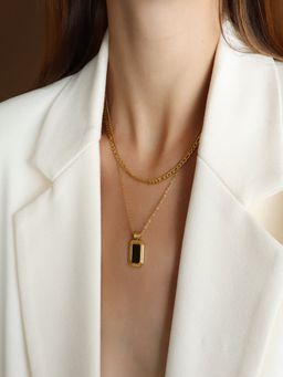 AQUASTREET - Black Layered Neckchain 18K Gold Plated Waterproof Anti-Tarnish