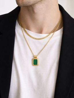 AQUASTREET - Mens 18K Gold Plated Waterproof Anti-Tarnish Layered Pendant Necklace