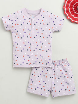 Bumzee - Purple Graphic T-Shirt and Shorts (Set of 2)