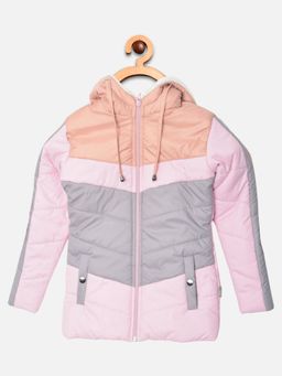 CRIMSOUNE CLUB - Girls Multi Color Block Hooded Jacket