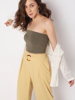 VERO MODA - Women Solid Yellow Casual Pants