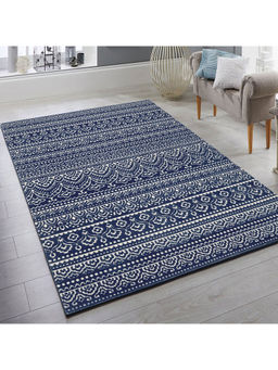 OBSESSIONS - Anti-Static Ethnic Motif Carpet, Navy Blue