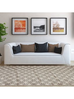 OBSESSIONS - Anti-Static Machine Made Geometric Carpet, Cream