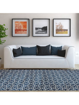 OBSESSIONS - Anti-Static Geometric Carpet, Navy Blue