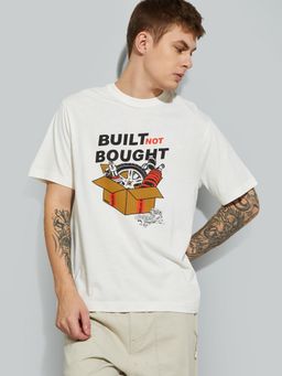 max - Men's Off White Cotton Regular Fit Graphic T-Shirt