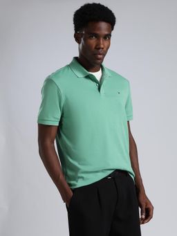 Tommy Hilfiger - Men's Green Cotton Regular Fit Solid Polo T-Shirt