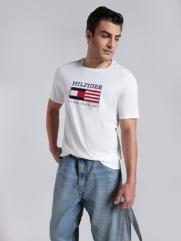 Tommy Hilfiger - Men's White Cotton Regular Fit Solid T-Shirt