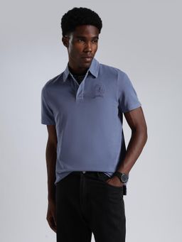 Tommy Hilfiger - Men's Blue Cotton Regular Fit Solid Polo T-Shirt