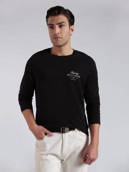 Tommy Hilfiger - Men's Black Cotton Regular Fit Solid T-Shirt