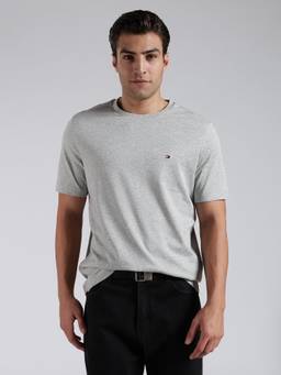 Tommy Hilfiger - Men's Grey Cotton Regular Fit Solid T-Shirt