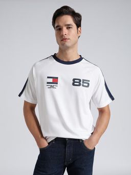 Tommy Hilfiger - Men's White Cotton Regular Fit Printed T-Shirt