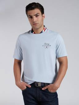 Tommy Hilfiger - Men's Blue Cotton Regular Fit Solid T-Shirt