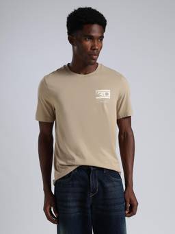 Tommy Hilfiger - Men's Beige Cotton Regular Fit Printed T-Shirt