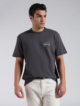 Tommy Hilfiger - Men's Grey Cotton Boxy Fit Graphic T-Shirt