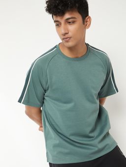 max - Men's Teal Cotton Regular Fit Solid T-Shirt