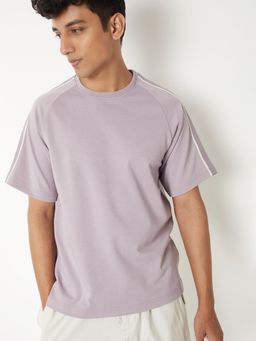 max - Men's Lavender Cotton Regular Fit Solid T-Shirt
