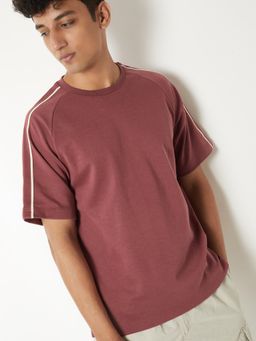 max - Men's Pink Cotton Regular Fit Solid T-Shirt